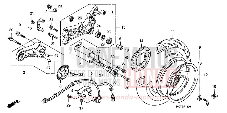 REAR WHEEL for Silver Wing DELTA BLUE METALLIC (PB358) from 2006
